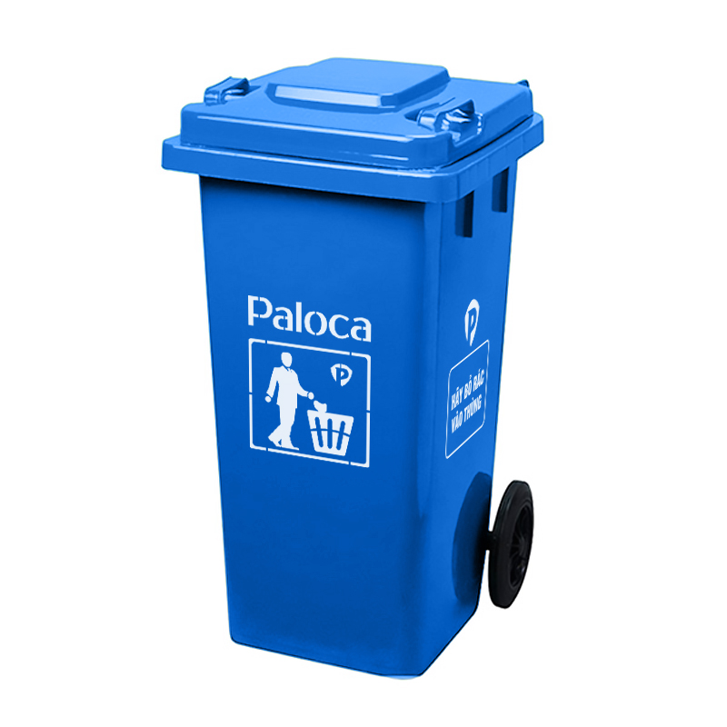 Thùng rác nhựa HDPE 120L màu xanh dương