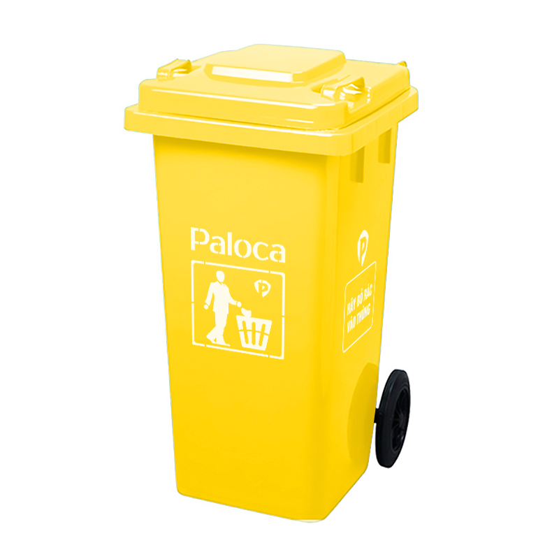 Thùng rác nhựa HDPE 120L màu vàng