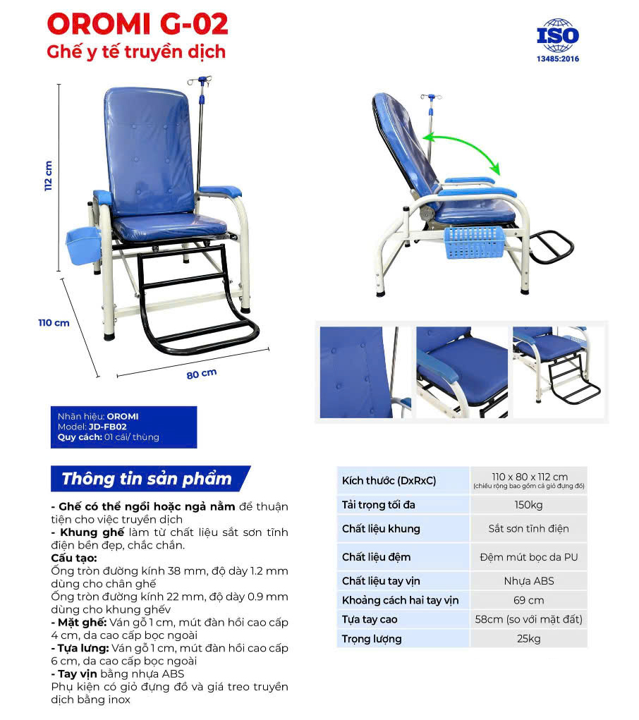 Ghế y tế truyền dịch Oromi JD-FB02 (G-02)