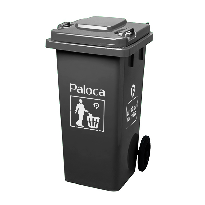 Thùng rác nhựa HDPE 120L màu ghi đen
