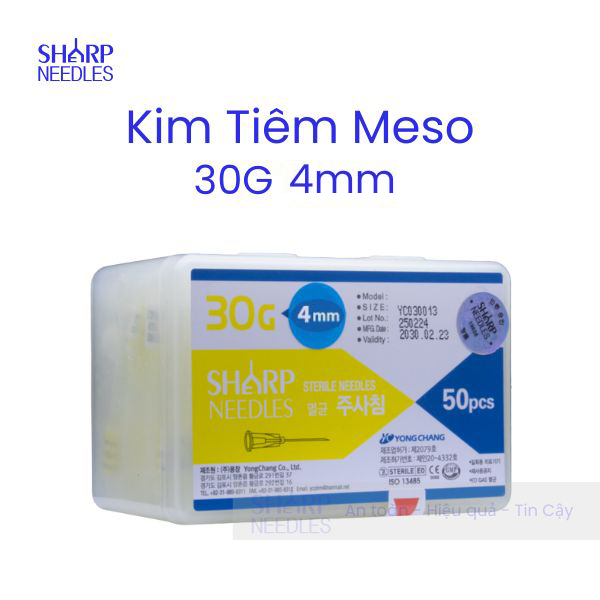 Kim Tiêm Meso 30G 4mm Sharp Needle (Hộp/ 50 cây)