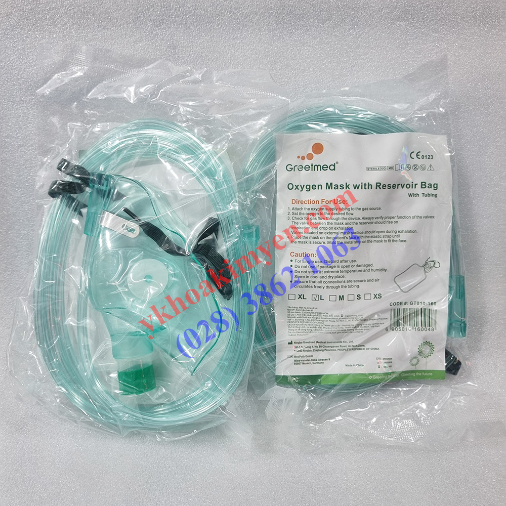 (Mask) Mặt nạ oxy có túi size L Greetmed