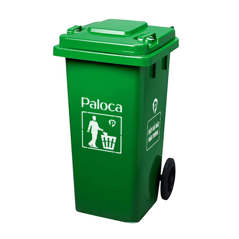 Thùng rác nhựa HDPE 120L màu xanh lá