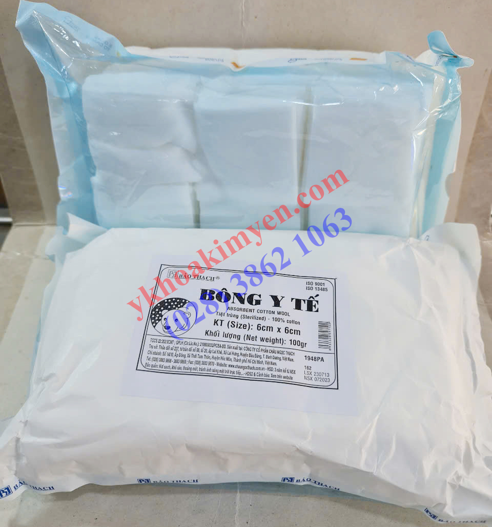 Bông y tế 6cm x 6cm 100gr Bảo Thạch cắt sẵn